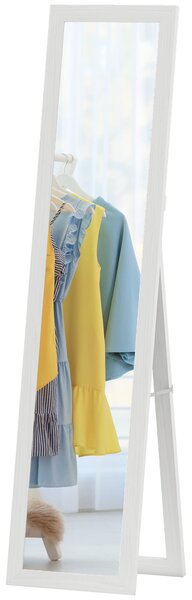 HOMCOM Obdélníkové zrcadlo na stěnu nebo k položení s dřevěným rámem do obývacího pokoje a ložnice 37 x 157 cm bílá | Aosom