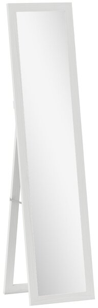HOMCOM Obdélníkové zrcadlo na stěnu nebo k položení s dřevěným rámem do obývacího pokoje a ložnice 37 x 157 cm bílá | Aosom