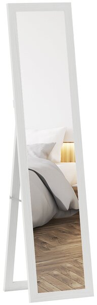 HOMCOM Obdélníkové zrcadlo na stěnu nebo k položení s dřevěným rámem do obývacího pokoje a ložnice 37 x 157 cm bílá | Aosom