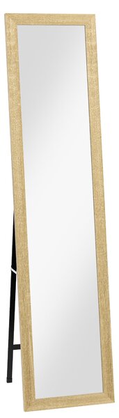 HOMCOM Obdélníkové Zrcadlo na Stěnu nebo Stůl s Dřevěným Rámem do Obývacího Pokoje a Ložnice 37 x 157 cm Přírodní Dřevo | Aosom