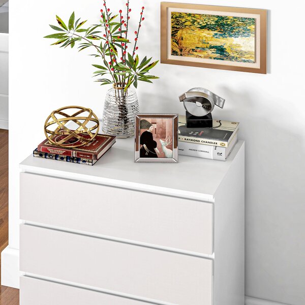 HOMCOM Úložná Komoda s 4 Zásuvkami Moderní Styl s Mechanismem Tichého Zavírání - 60 x 40 x 80 cm, Bílá | Aosom