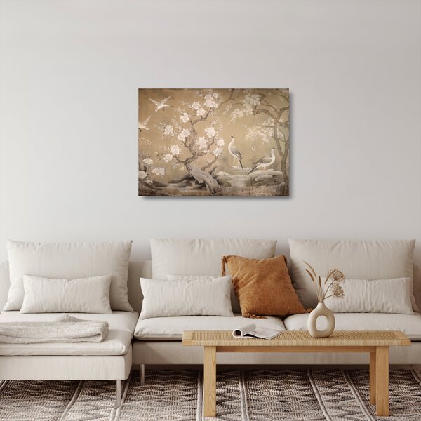 Skleněný obraz - Kreslená japonská krajina (70x50 cm)