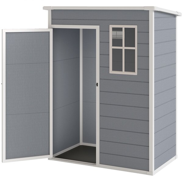 Zahradní kůlna Outsunny 1,14 m² - uzamykatelné dveře, ventilace a okno - rozměry 151D x 92Š x 193V cm - plast, šedá | Aosom