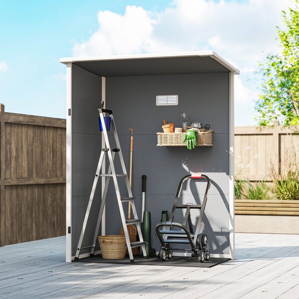Zahradní kůlna Outsunny 1,14 m² - uzamykatelné dveře, ventilace a okno - rozměry 151D x 92Š x 193V cm - plast, šedá | Aosom