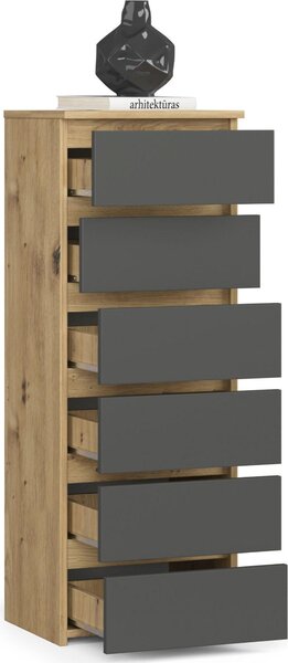 Akord Vysoká komoda dub Artisan/šedý grafit