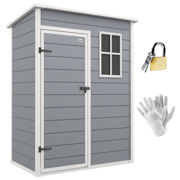 Zahradní kůlna Outsunny 1,14 m² - uzamykatelné dveře, ventilace a okno - rozměry 151D x 92Š x 193V cm - plast, šedá | Aosom