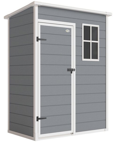 Zahradní kůlna Outsunny 1,14 m² - uzamykatelné dveře, ventilace a okno - rozměry 151D x 92Š x 193V cm - plast, šedá | Aosom