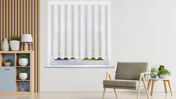 Hotová záclona s lemováním 400x140 do obýváku, hladké záclony z voál bílé