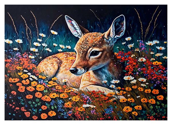 Skleněný obraz - Malované srně (70x50 cm)