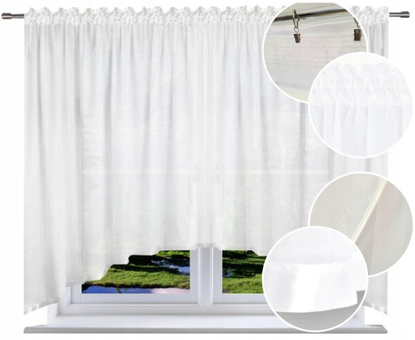 Klasická záclona s obloukovým lemováním 400x170, hotové záclony, hladký lem