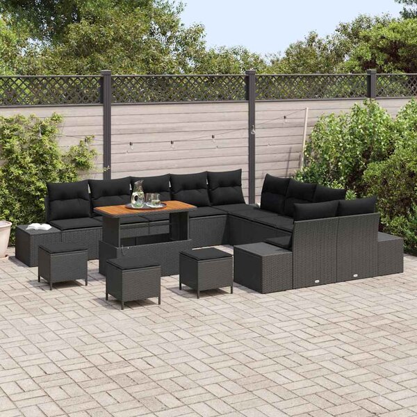 Sada zahradních pohovek 14 ks Černá polyratan 3362849