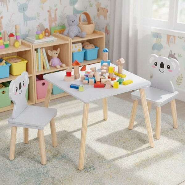 EcoToys stolek s židličkami Koala, šedá