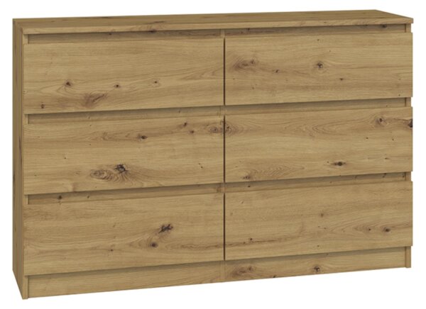 Komoda, předsíň do ložnice, šatní skříň, příborník, vysoká deska se 6 zásuvkami, šířka 120 cm výška 75 | Artisan