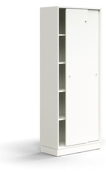 AJ Produkty Skříň s posuvnými dveřmi QBUS, 4 police, sokl, úchytky, 2020x800x400 mm, bílá
