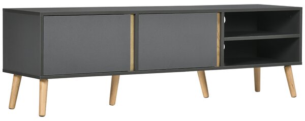 HOMCOM TV Stánek pro televizory do 55 palců, skandinávský design, 2 dveře, 2 police s vedením kabelů, 150 x 35 x 45 cm, tmavě šedá | Aosom