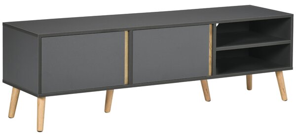 HOMCOM TV Stánek pro televizory do 55 palců, skandinávský design, 2 dveře, 2 police s vedením kabelů, 150 x 35 x 45 cm, tmavě šedá | Aosom