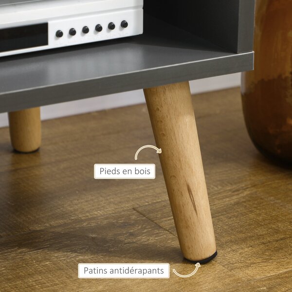 HOMCOM TV Stánek pro televizory do 55 palců, skandinávský design, 2 dveře, 2 police s vedením kabelů, 150 x 35 x 45 cm, tmavě šedá | Aosom