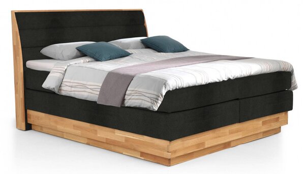 Černá postel boxspring masiv dub s úložným prostorem Richard 160x200
