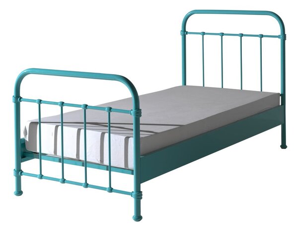 Mátově zelená kovová dětská postel Vipack New York, 90 x 200 cm