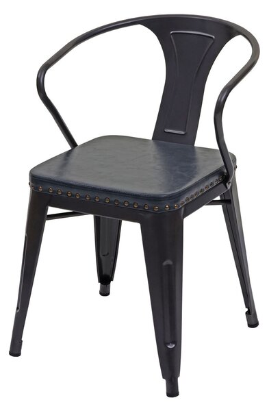 Sada 4 jídelních židlí HWC-H10d, židle Kuchyňská židle, Chesterfield Metal Faux Leather Industrial Gastro black-grey