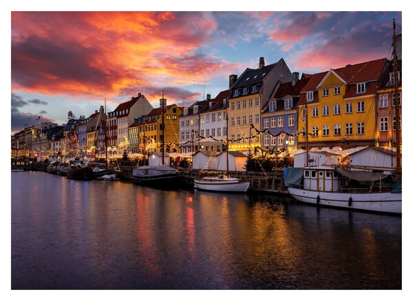 Skleněný obraz - Nyhavn, Kodaň (70x50 cm)