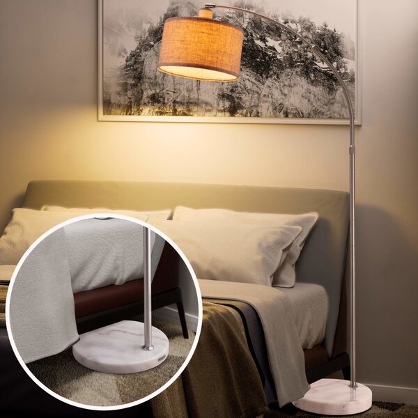 Deuba Oblouková stojanová lampa s mramorovou základnou