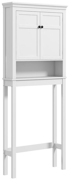 HOMCOM Skříňka na WC s úložným prostorem nad toaletou, policový regál do koupelny - 70 x 20 x 175 cm, Bílá | Aosom