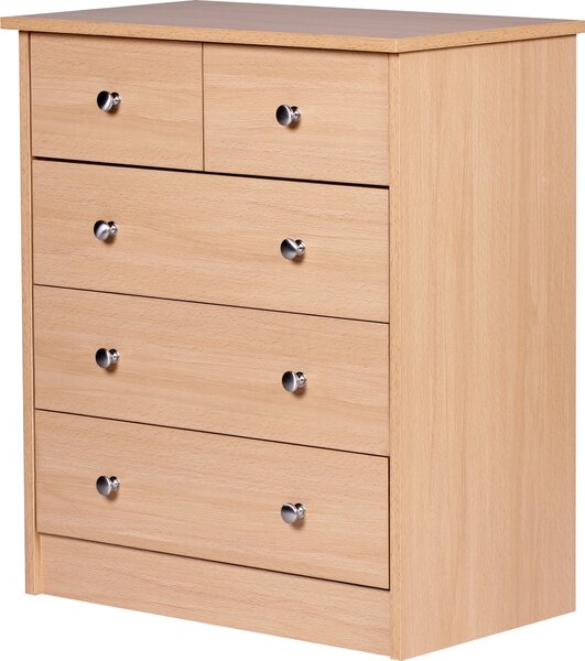 Designová dřevěná komoda PRUE 60 x 70 x 35 cm buk s 5 zásuvkami