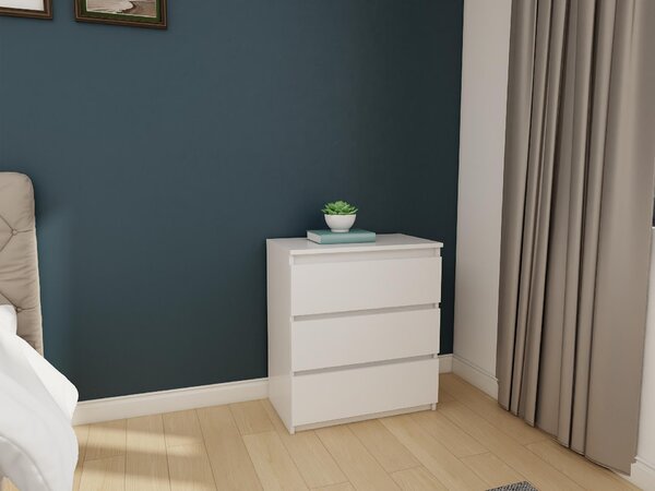 Komoda - 3 zásuvky - 70 cm - Bílá matná - Moderní příborník - Vysoká kvalita