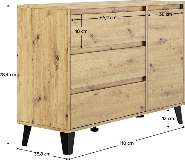 Kondela Jednodveřová komoda se zásuvkou Bogan New 1D3S - dub artisan