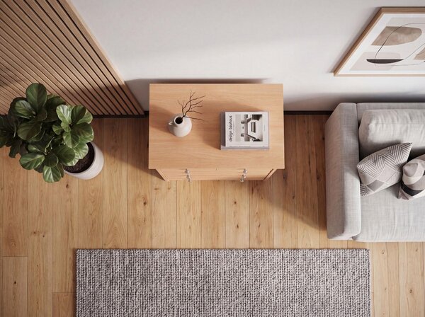 FineBuy Design Dřevěná komoda z bukového dřeva 60 x 70 x 35 cm s 5 zásuvkami Univerzální nízká skříňka do předsíně Moderní příborník Nadčasová skříňka