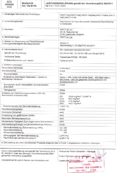 Krbová kamna s troubou 12 kW Prity FM | Integrovaná trouba | Třída A