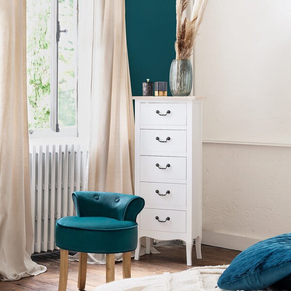 Atmosphera | Komoda - Bílá - 5 zásuvek - Elegantní design - Funkčnost a styl - Bílý příborník