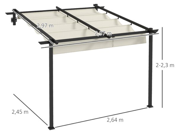 Outsunny altán cca 3 x 3 m pergola Větruodolný kryt terasy pro zahradu