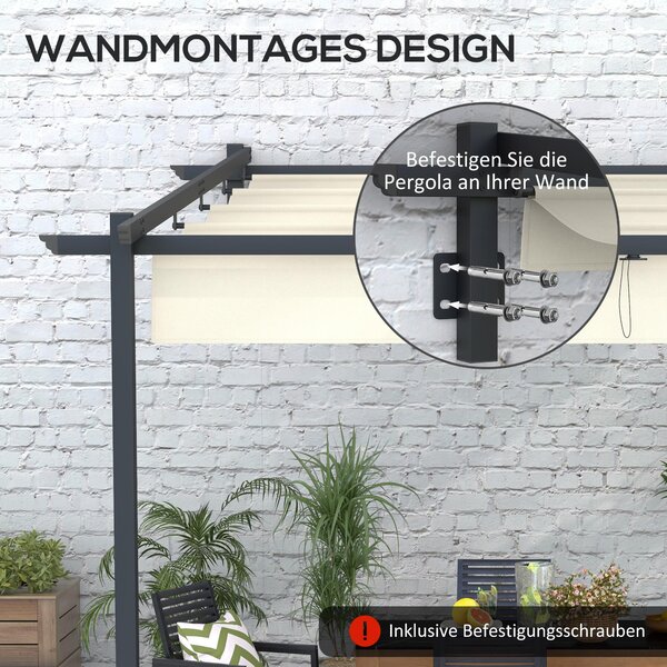 Outsunny altán cca 3 x 3 m pergola Větruodolný kryt terasy pro zahradu