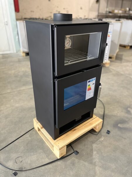 Krbová kamna na dřevo s pečicím prostorem Inox Verso F Krbová kamna 9 kW Krbová kamna na dřevo Vícepalivová kamna