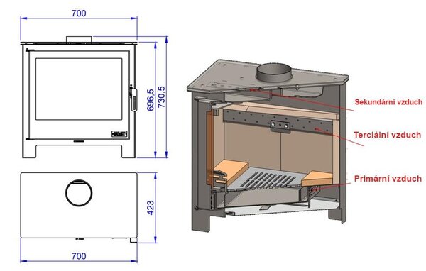 Krbová kamna BLIST B MAX 2, 10 kW, antracit