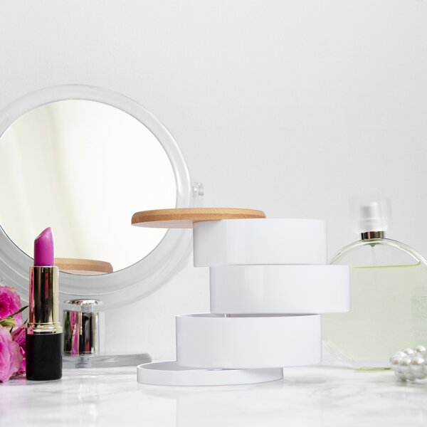 Organizér na kosmetiku Příslušenství pro make-up 3 přihrádky s možností otáčení bambusu