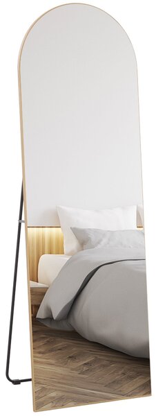 HOMCOM Zrcadlo v plné výšce, 50 x 150 cm, stojací zrcadlo, velké bezrámové nástěnné zrcadlo, do obývacího pokoje, ložnice, zlatý odstín | Aosom