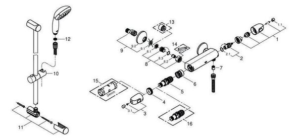 Grohe termostatická sprchová baterie Grohtherm 1000 34824_4, 1 ks