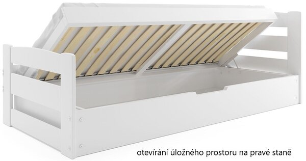 Dětská postel ERNIE s úložným prostorem 200x90 cm - bílá