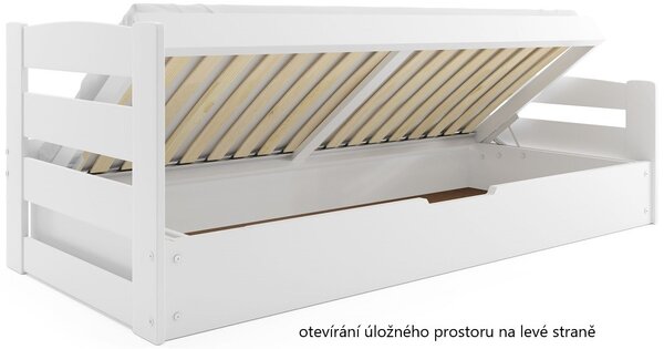 Dětská postel ERNIE s úložným prostorem 200x90 cm - bílá