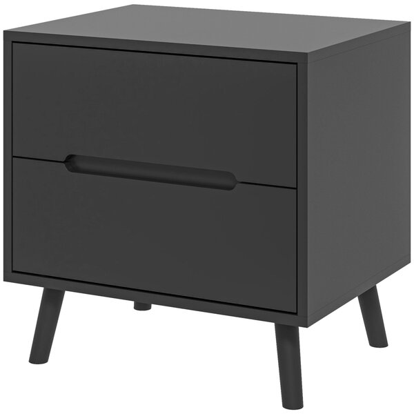 Noční stolek HOMCOM s 2 zásuvkami, moderní design pro ložnici a obývací pokoj, 50 x 40 x 50,5 cm, černý | Aosom