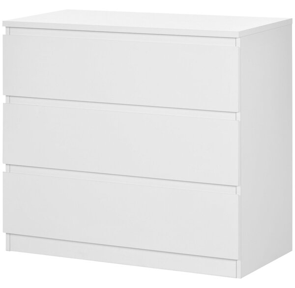 HOMCOM Komoda se 3 zásuvkami - Moderní design s měkkým zavíráním pro ložnici a obývací pokoj - 60 x 38 x 100 cm, bílá | Aosom