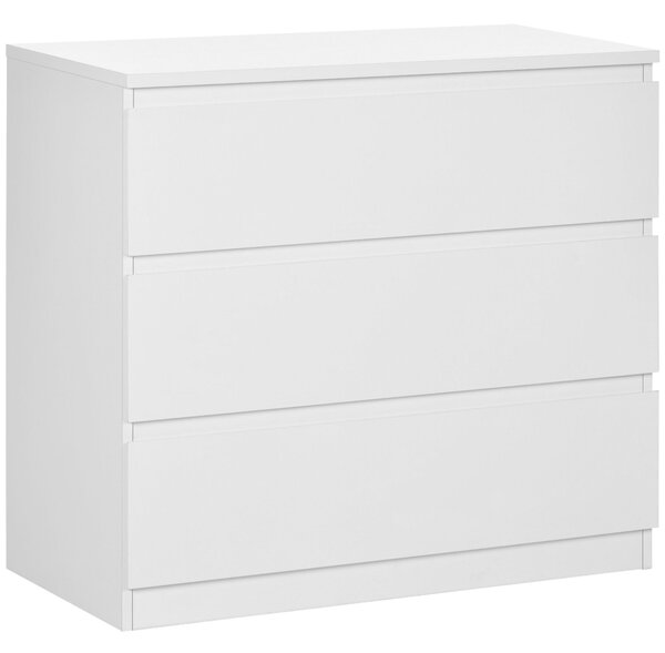 HOMCOM Komoda se 3 zásuvkami - Moderní design s měkkým zavíráním pro ložnici a obývací pokoj - 60 x 38 x 100 cm, bílá | Aosom