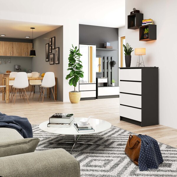 AKORD Furniture Factory OP0LK-6SZARBIA003, Bílá, 4 zásuvka/zásuvek, Matný, 16 mm, 51 cm, 400 mm