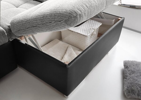 ROHOVÁ SEDAČKA, textil, kompozitní dřevo, černá, barvy stříbra MID.YOU - Sedací soupravy, Online Only