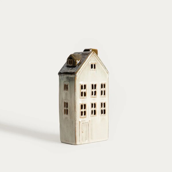 LED dekorace VILLAGE činžovní dům široká šedá 14,3x9,1x18,1 cm HOMLA