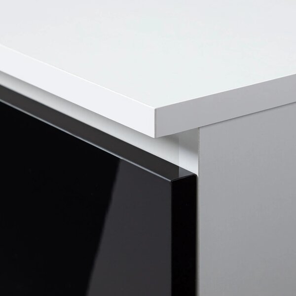 Moderní komoda v černé a bílé vysoký lesk 80 cm s úložným prostorem a elegantním designem