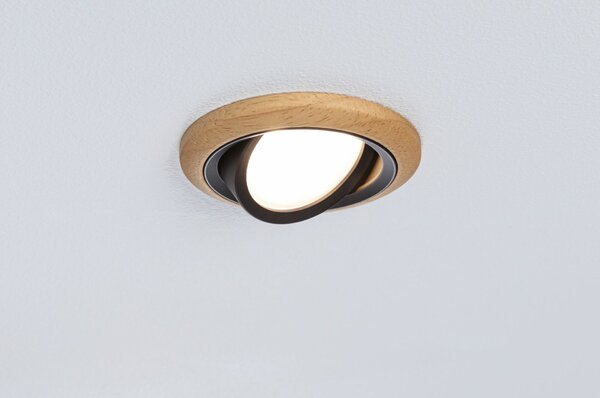 PAULMANN LED vestavné svítidlo Lanati spot kruhové 84mm 30° Coin 6W 230V 2700K dub/černá mat